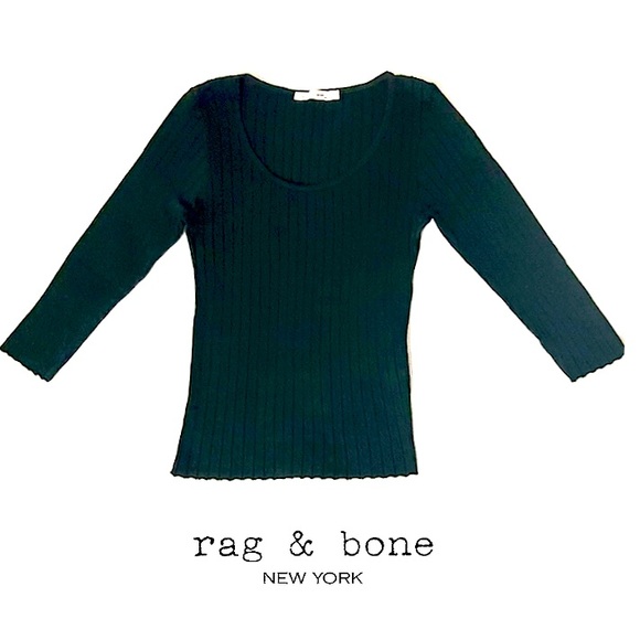 🆕 Rag & Bone The Ribbed Green Blouse. NWOT - Picture 8 of 8